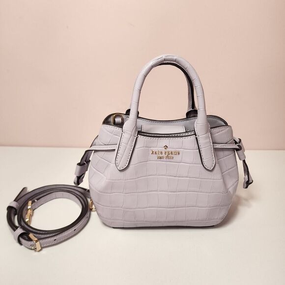 NWT Kate Spade Dumpling Croc Embossed Mini Satchel Crossbody Lavender - Picture 1 of 8